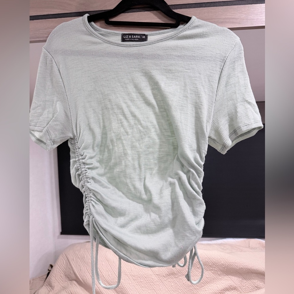 Mint Ruched Short Sleeve Top